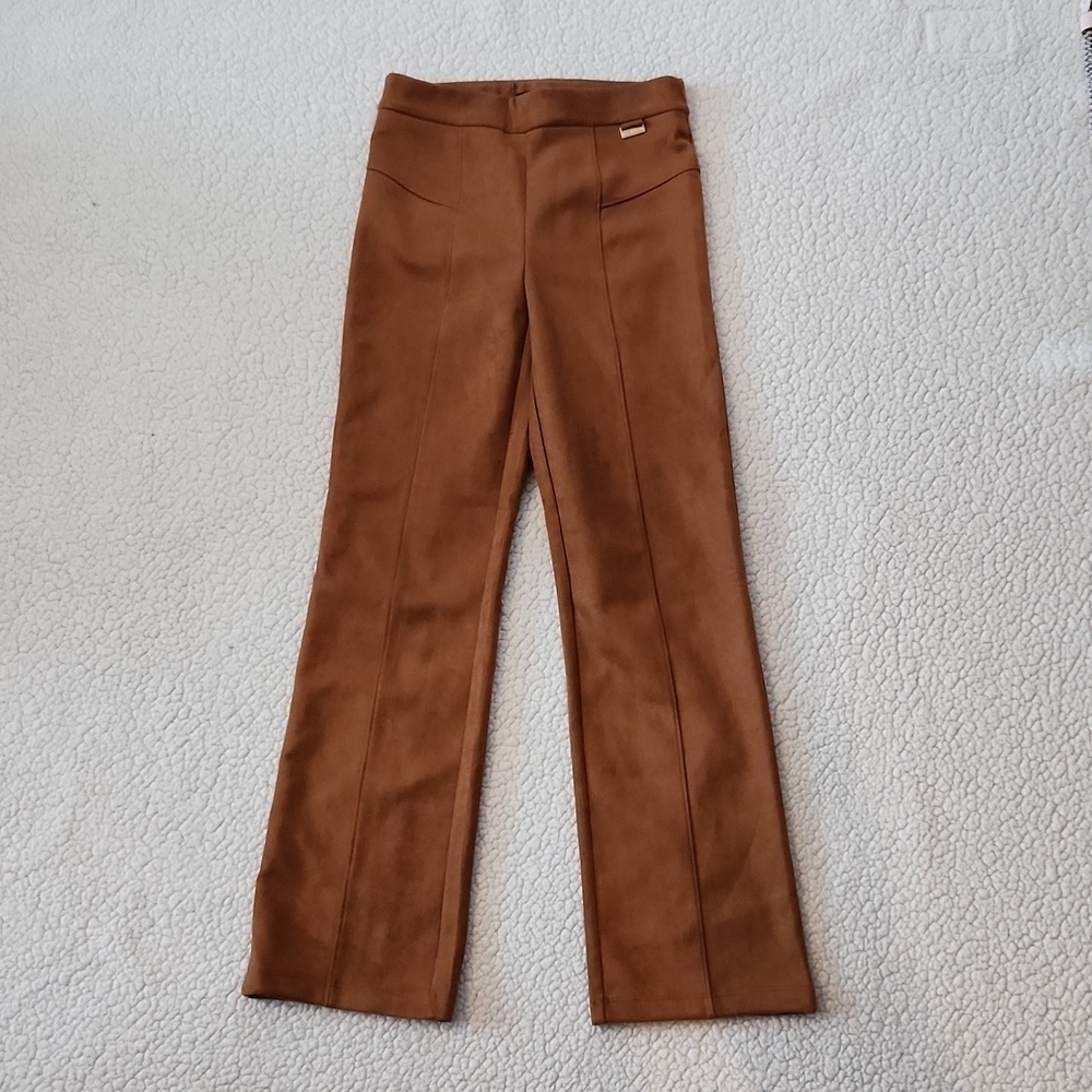 Marc New York suede straight leg pleated preppy pull on slacks